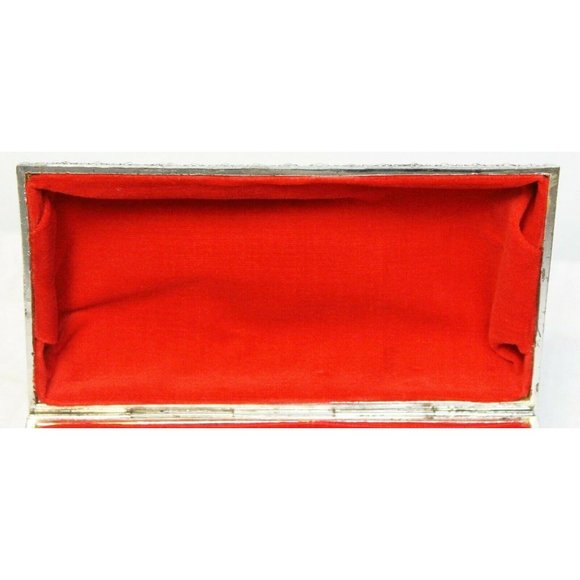 Vtg Silver Metal 3D Trinket Jewelry Box Cherubs Flower Dome Lid French Regency - Picture 9 of 10